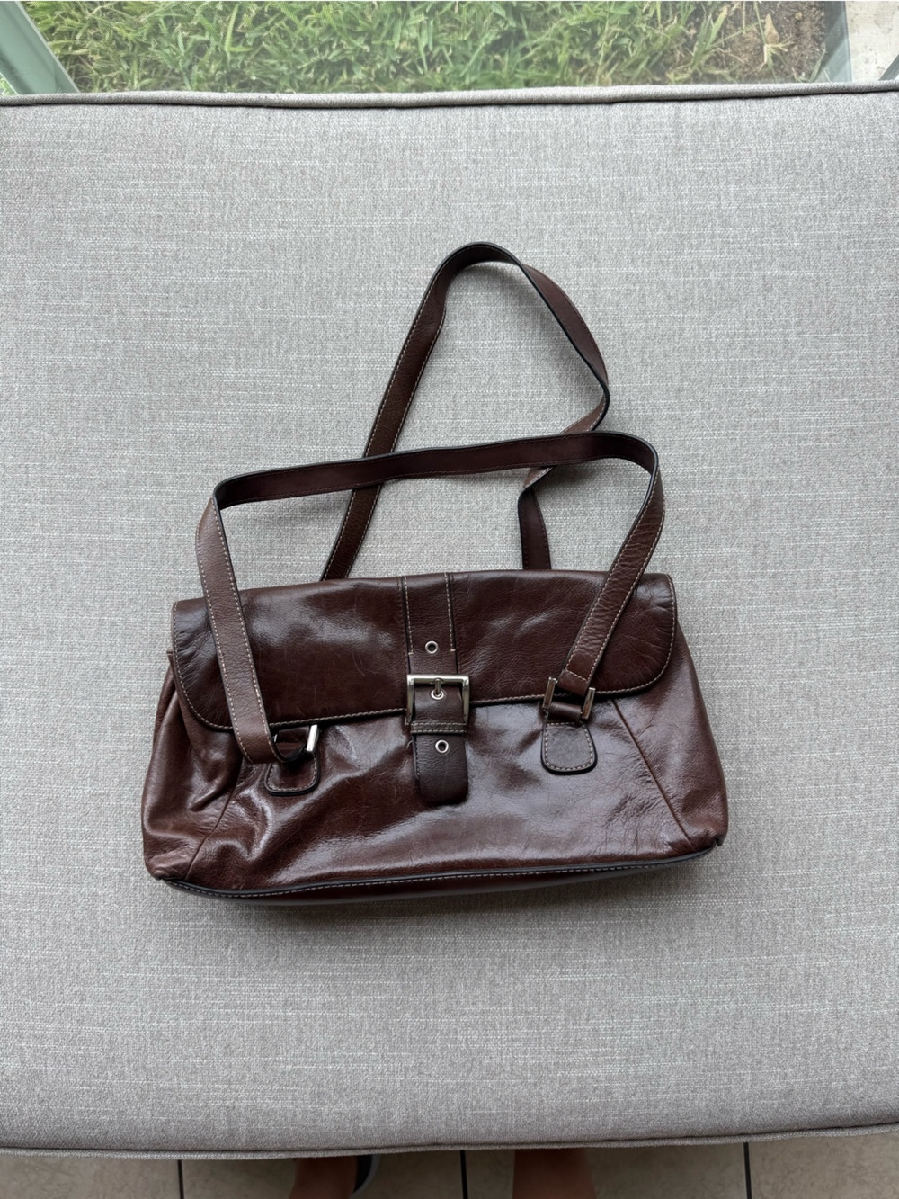 Worthington Dark Brown Leather Shoulder Bag